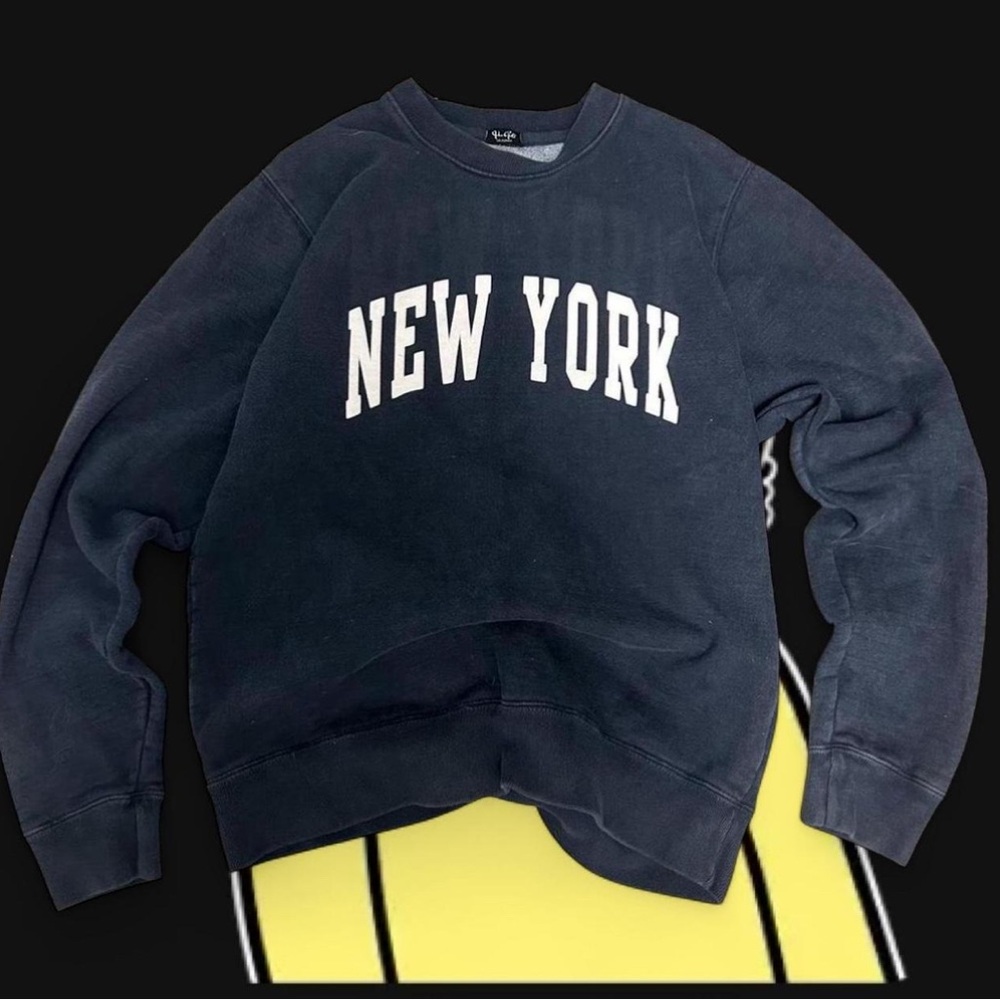 Navy Crewneck Sweater with New York Print